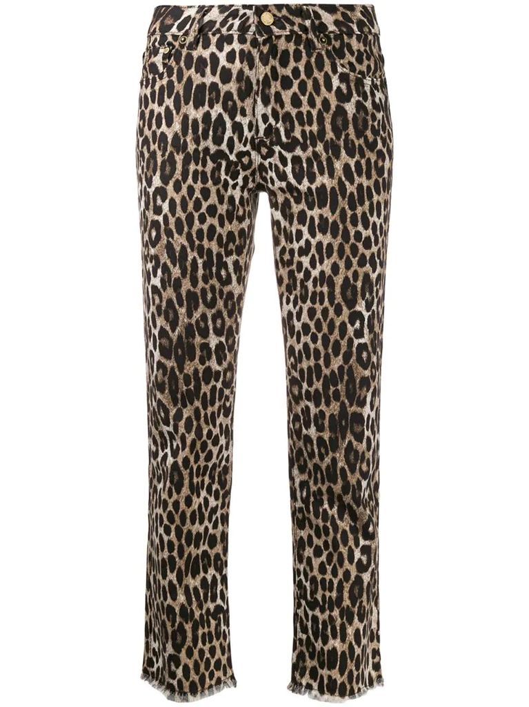 leopard print cropped jeans