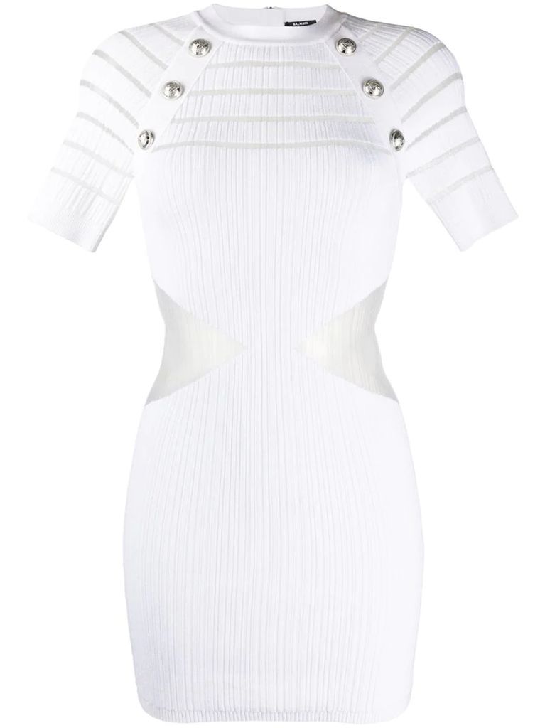 sheer panel knitted bodycon dress