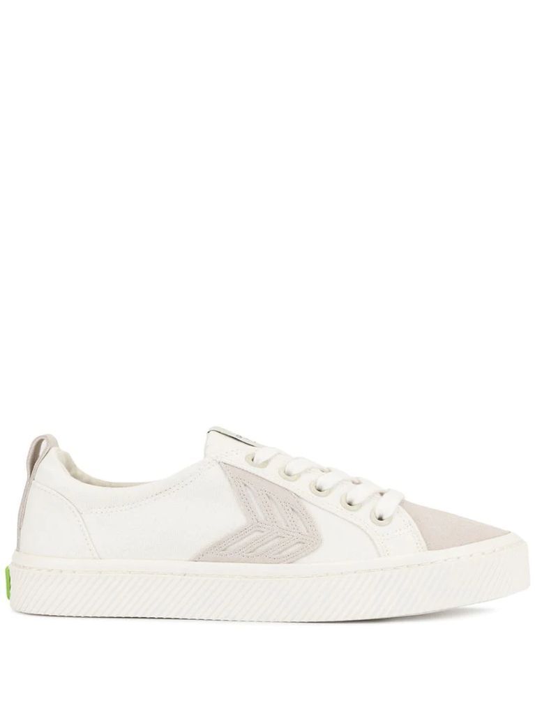 CATIBA Low Off White Canvas Ice Suede Accents Sneaker