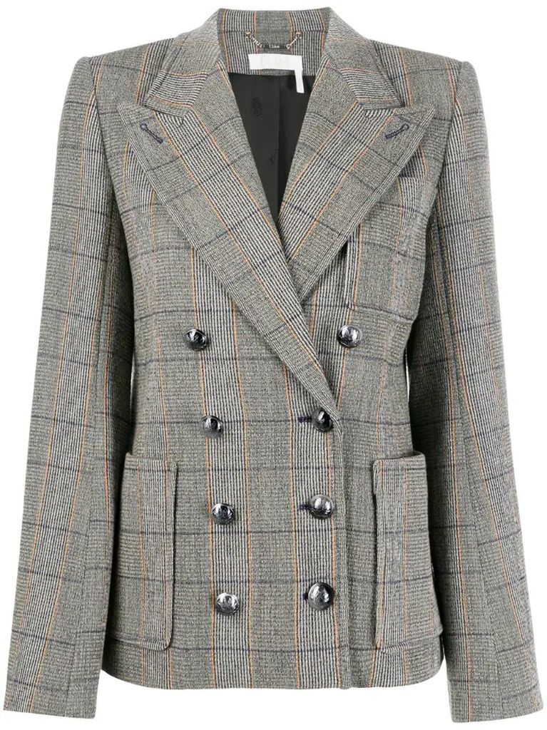 checked double-breasted jacket