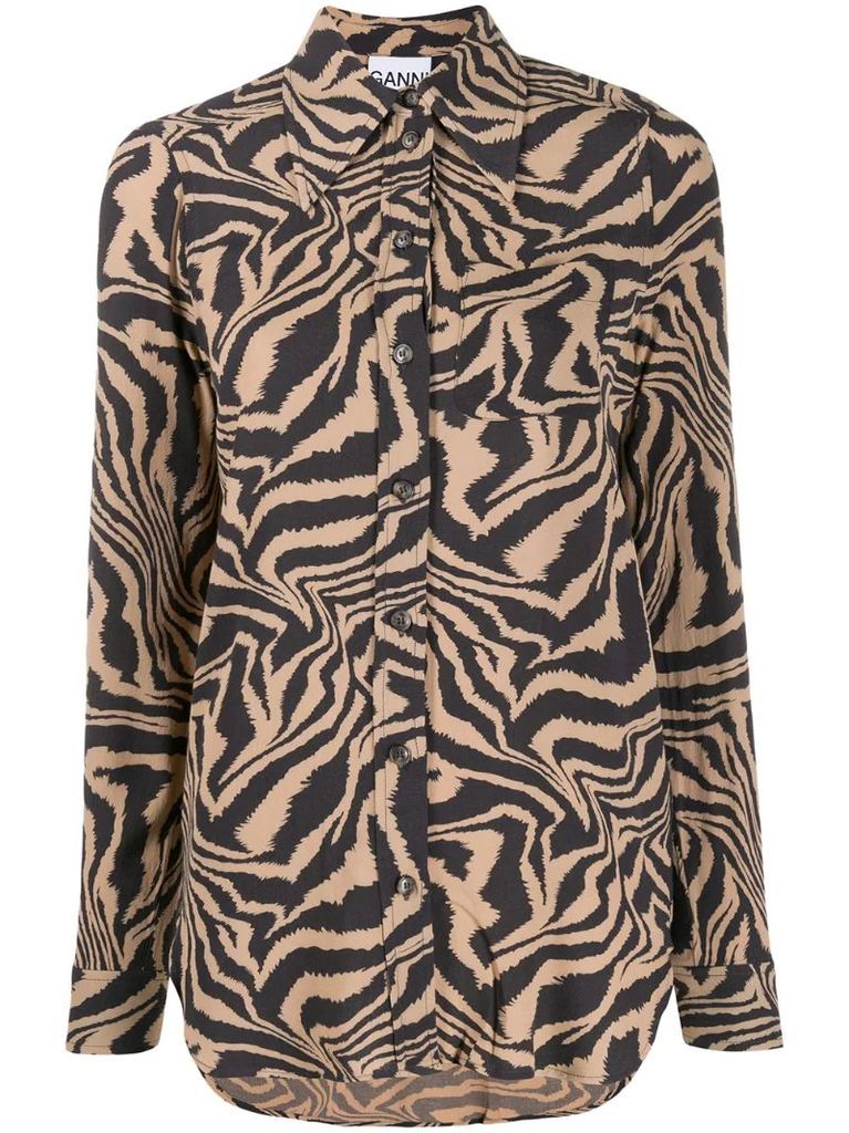 tiger swirl print buttoned shirt