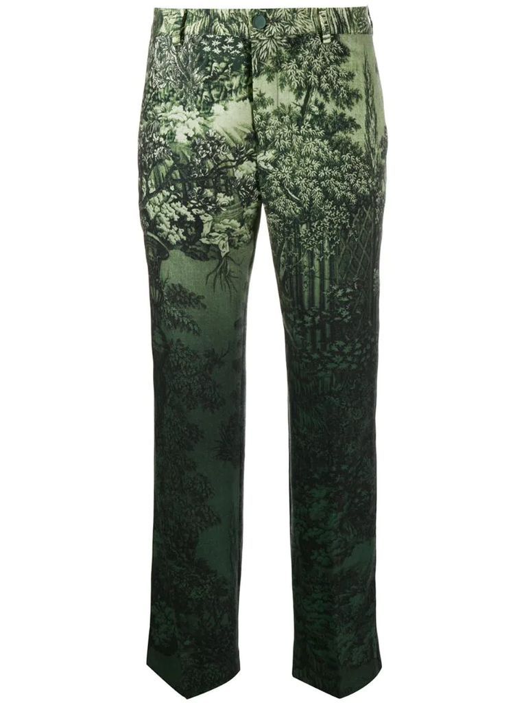 low rise printed trousers