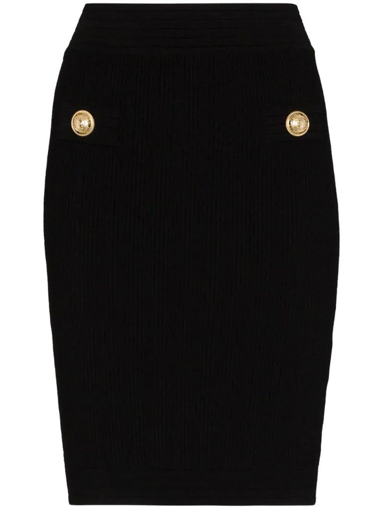 rib knit fitted skirt