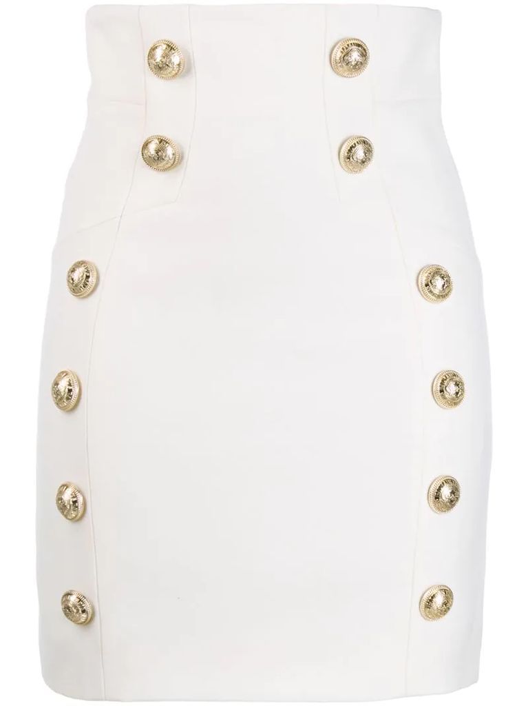 button detailed fitted skirt
