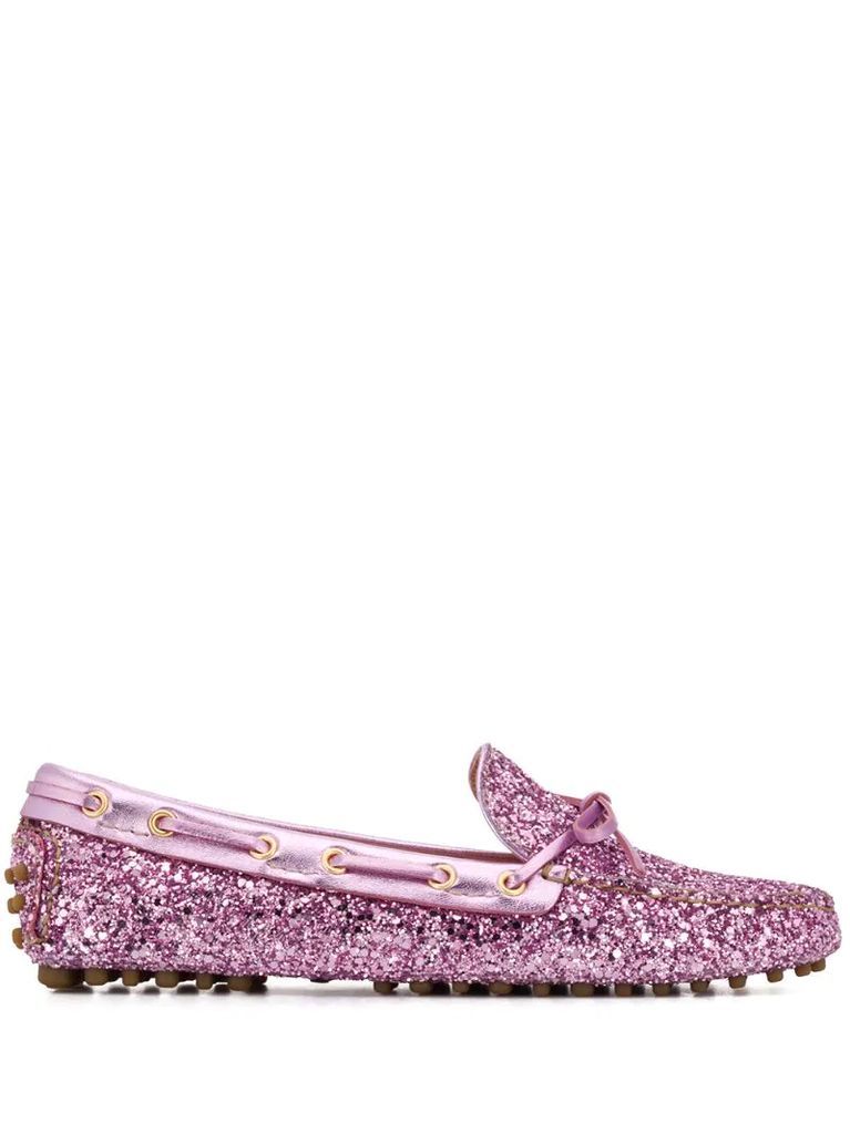 glitter embellished loafers
