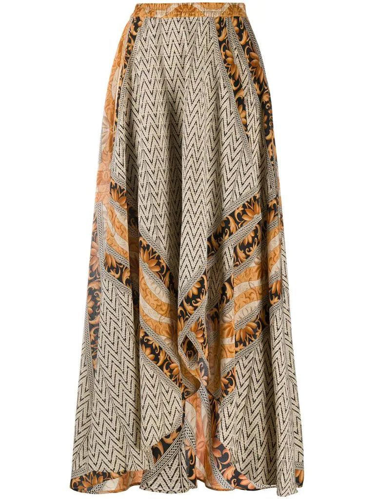 patterned A-line skirt