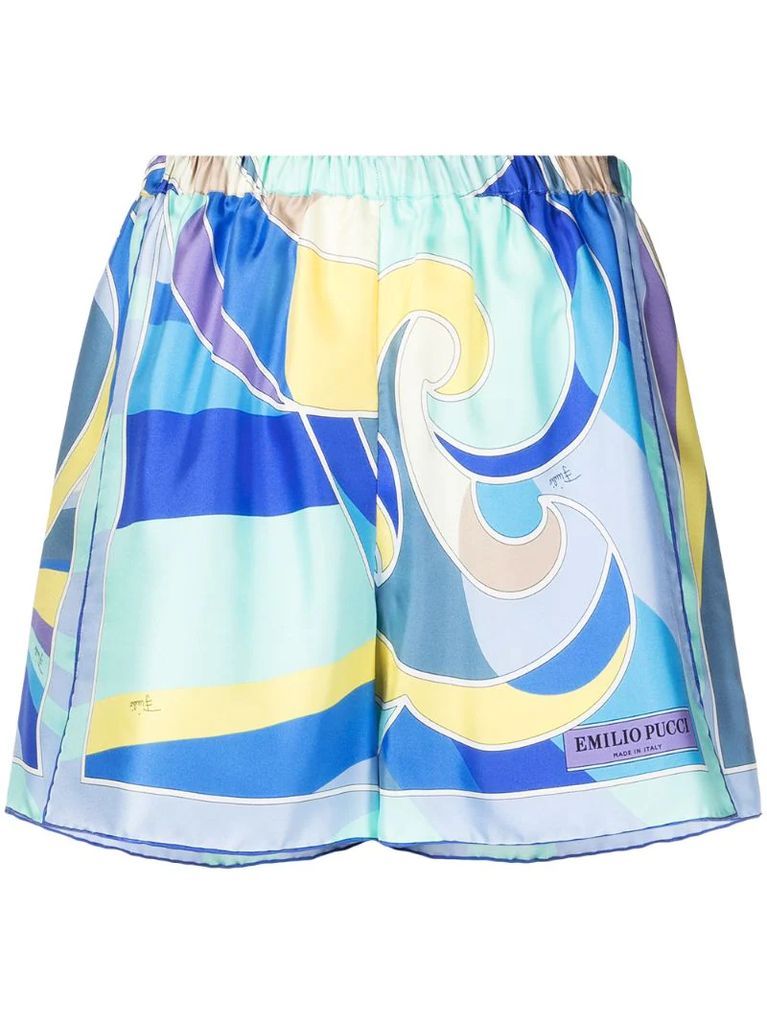 Quirimbas-print silk shorts