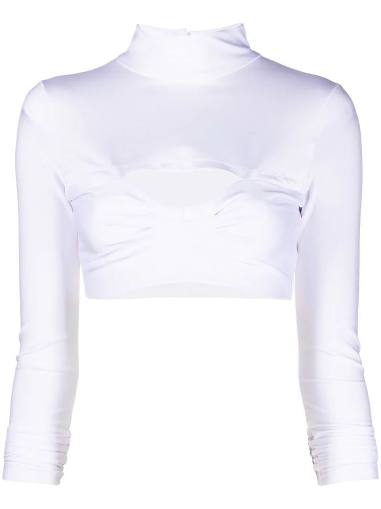 high-neck cropped top
