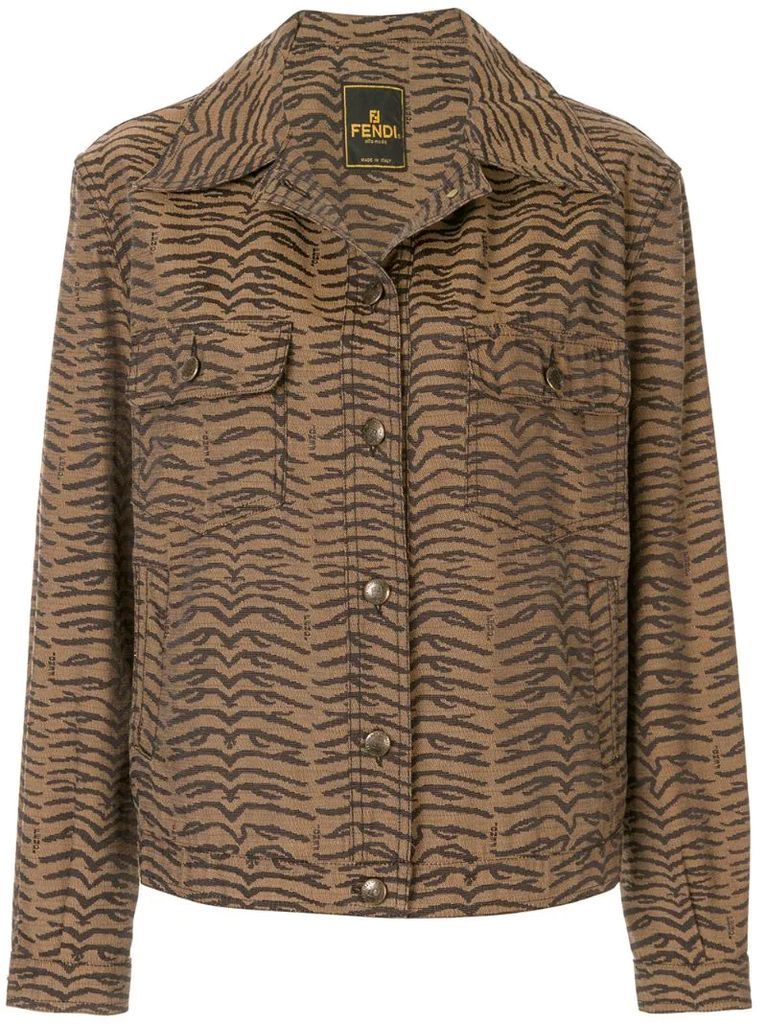 zebra pattern long sleeve jacket