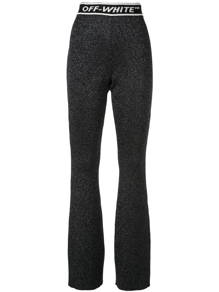 knitted high-waist flared trousers