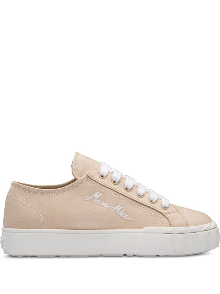 Gabardine lace-up sneakers