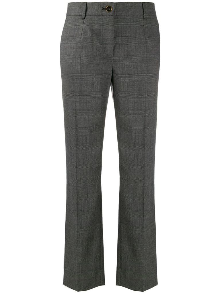 straight-leg houndstooth trousers