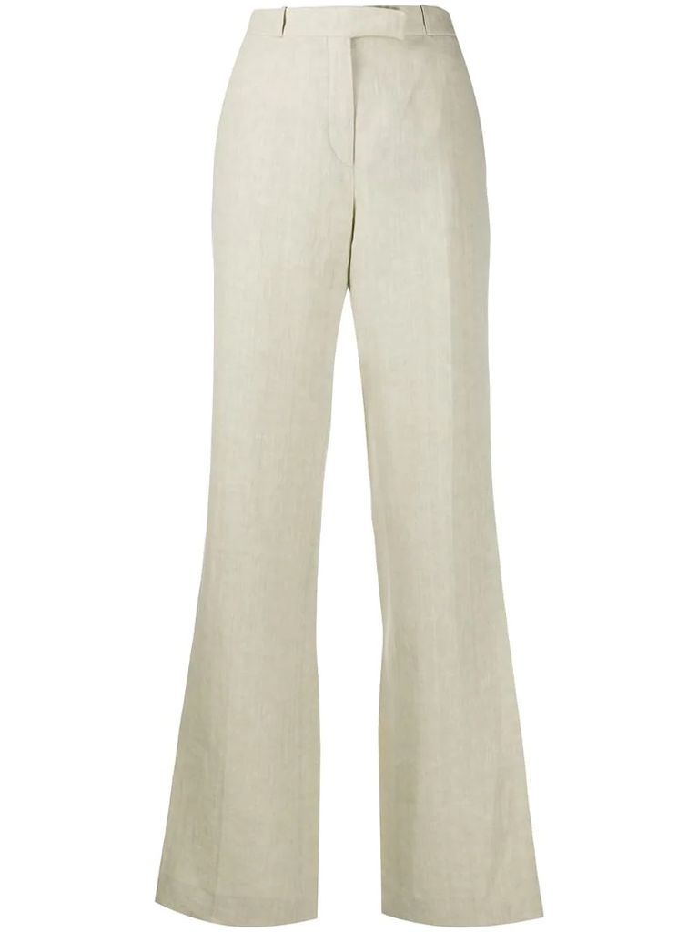 textured front pleated trousers