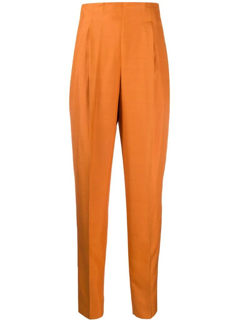 1990s silk pleated high-rise trousers