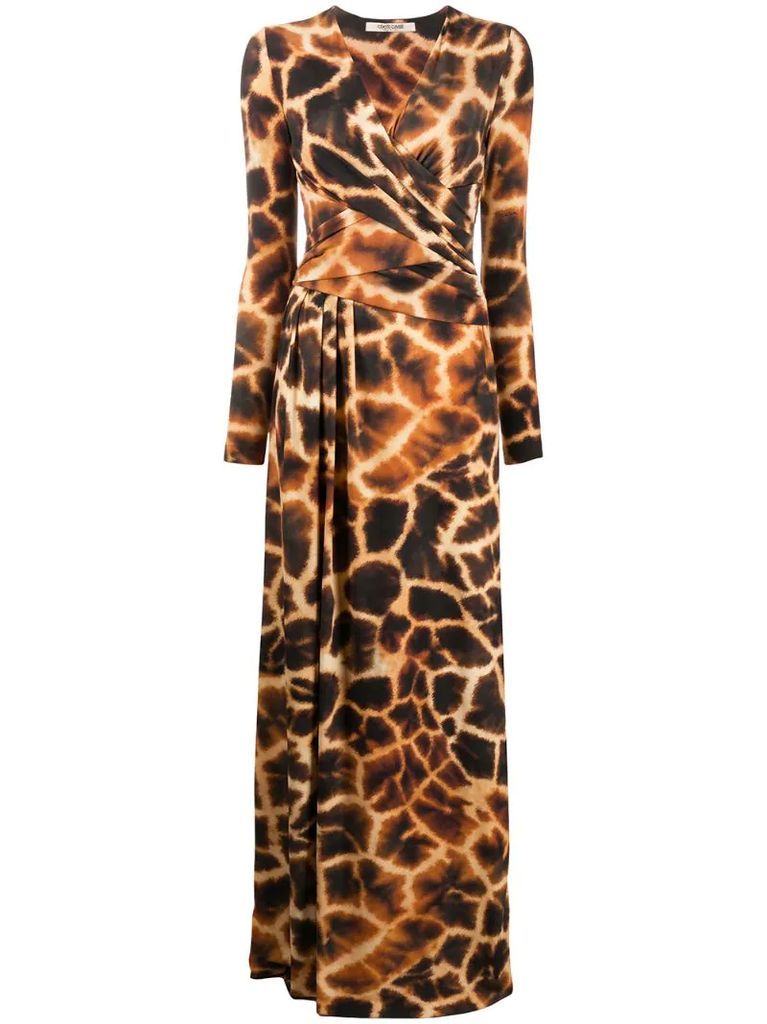 giraffe-print long dress