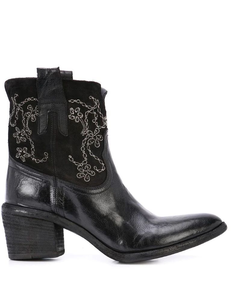 embroidered ankle boots