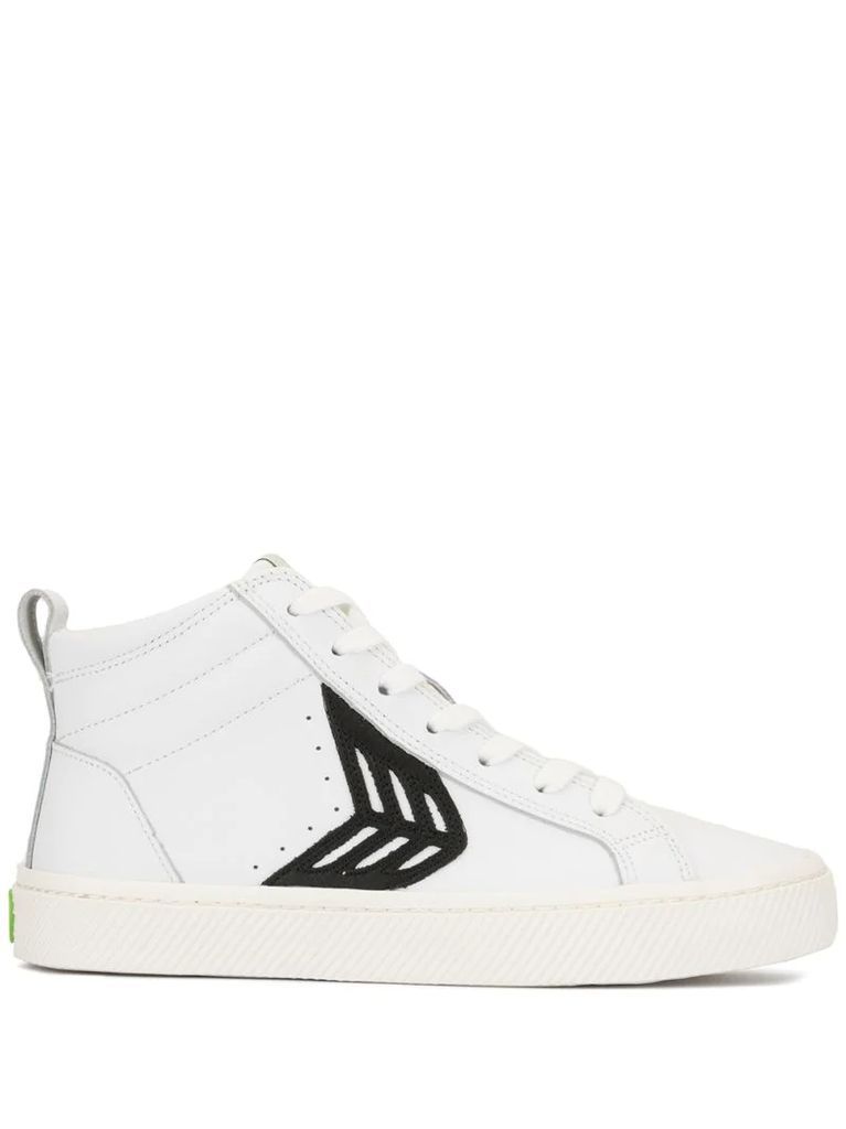 CATIBA High Off White Leather Black Logo Sneaker