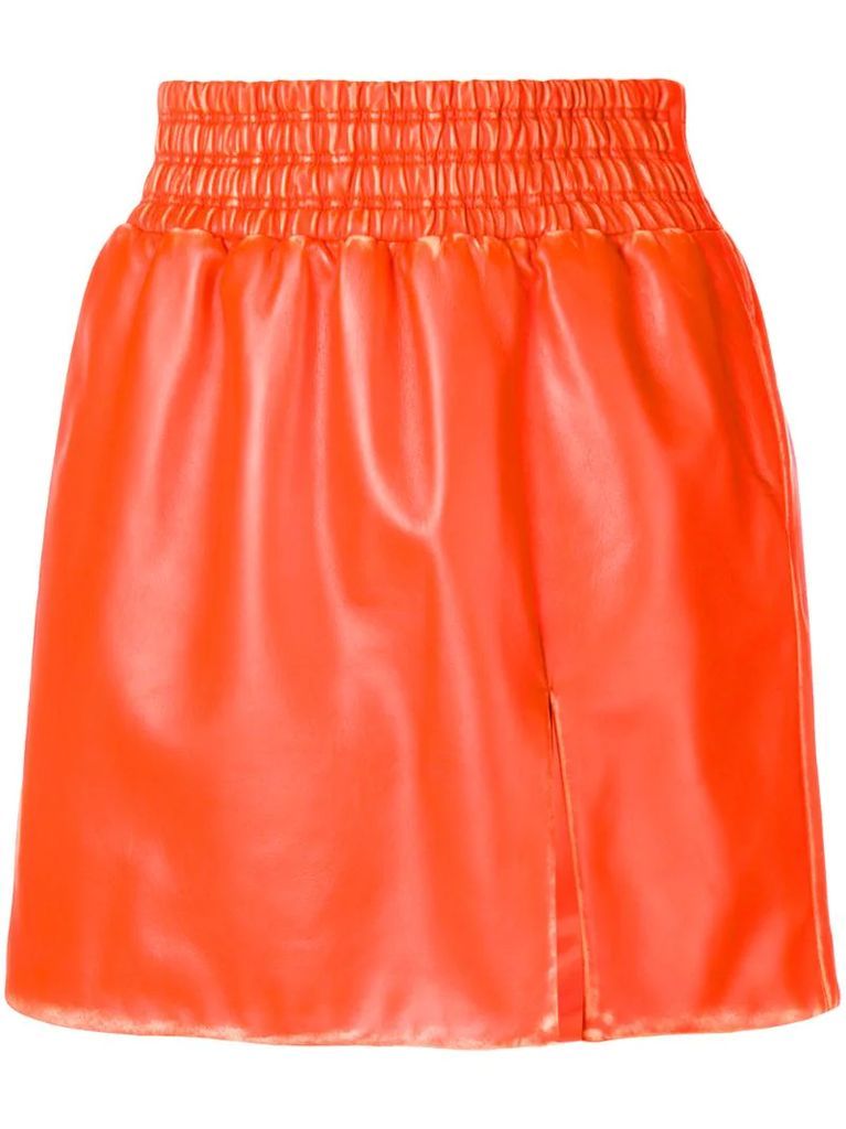 leather flared mini skirt