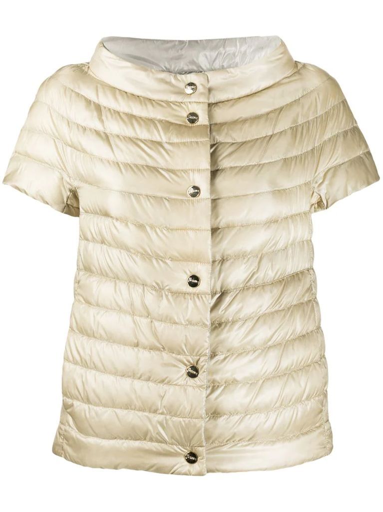 short-sleeved quilted down jacket