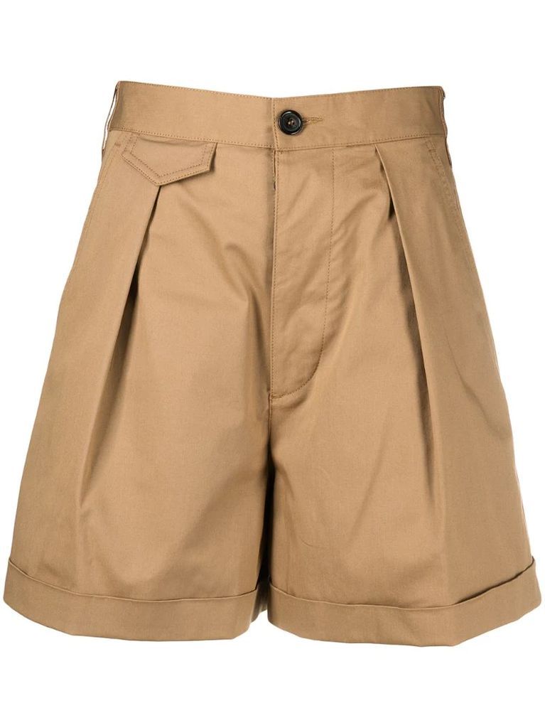 high-waisted pleated shorts