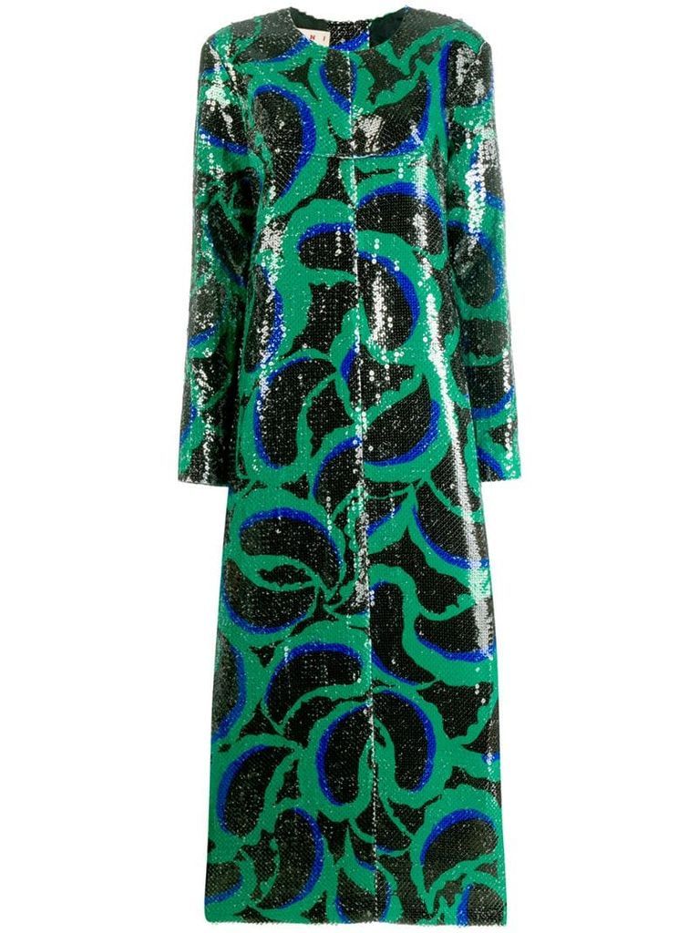 sequined cornucopia pattern dress