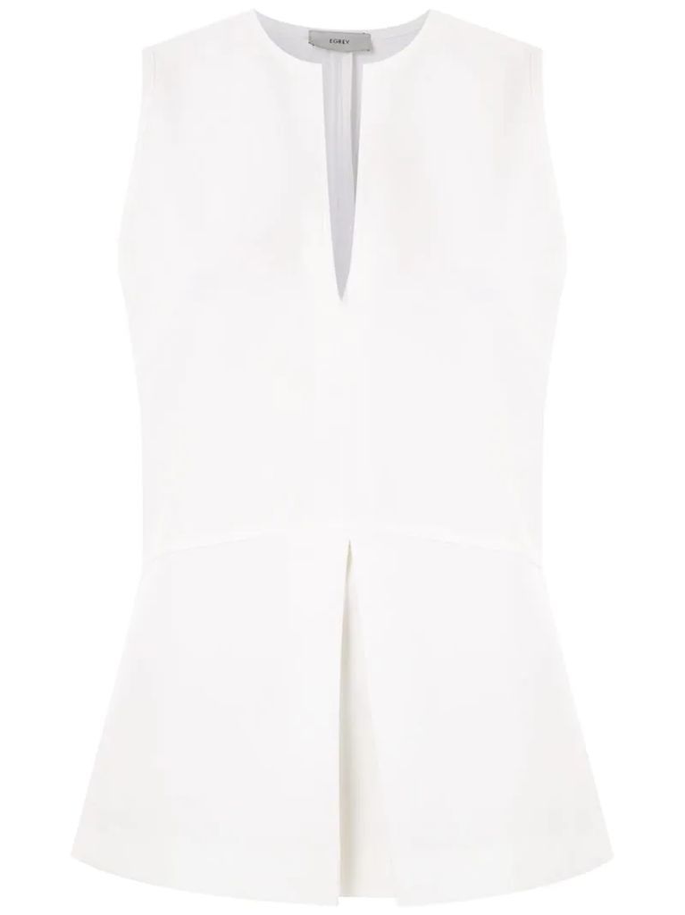 sleeveless top with pleated detail