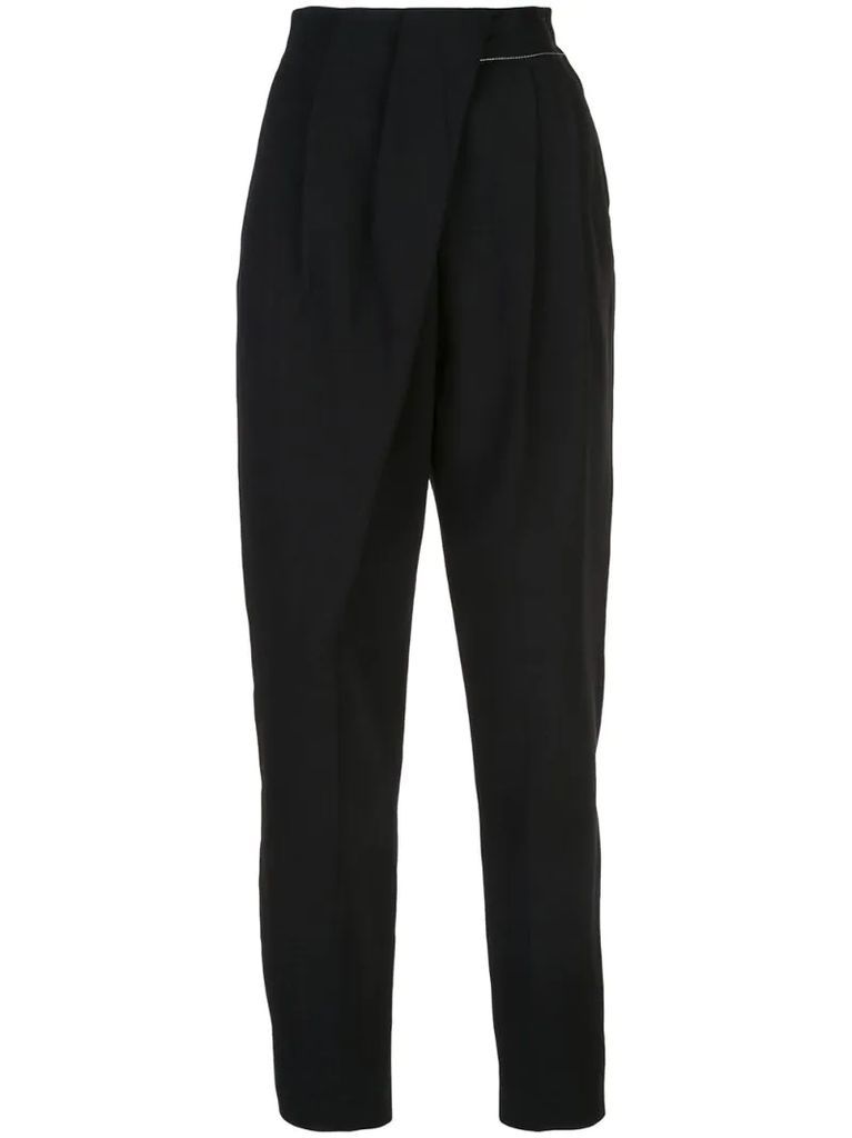 draped front trousers