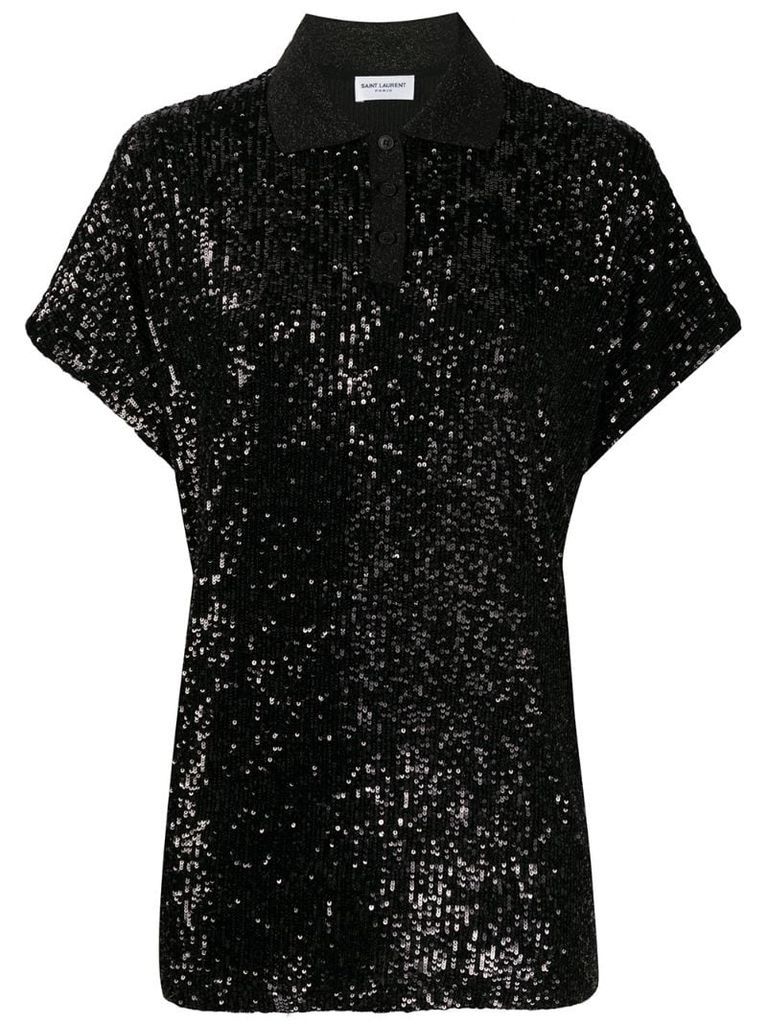 sequinned polo shirt