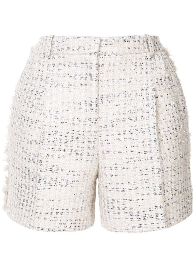 metallic thread tweed shorts