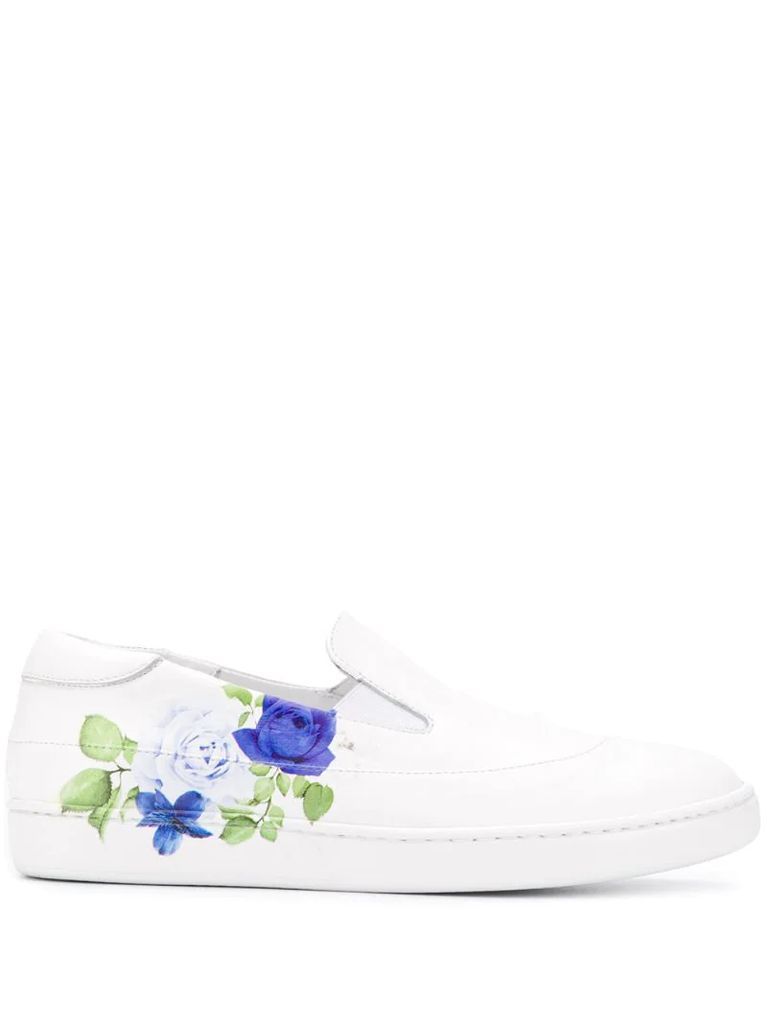 rose-print low-top sneakers