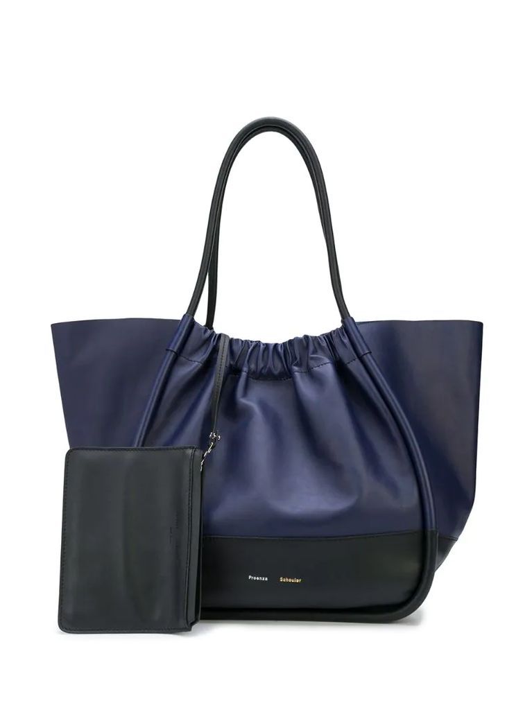two-tone XL ruched tote bag