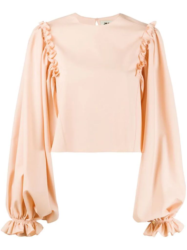 ruffle-trimmed cropped blouse