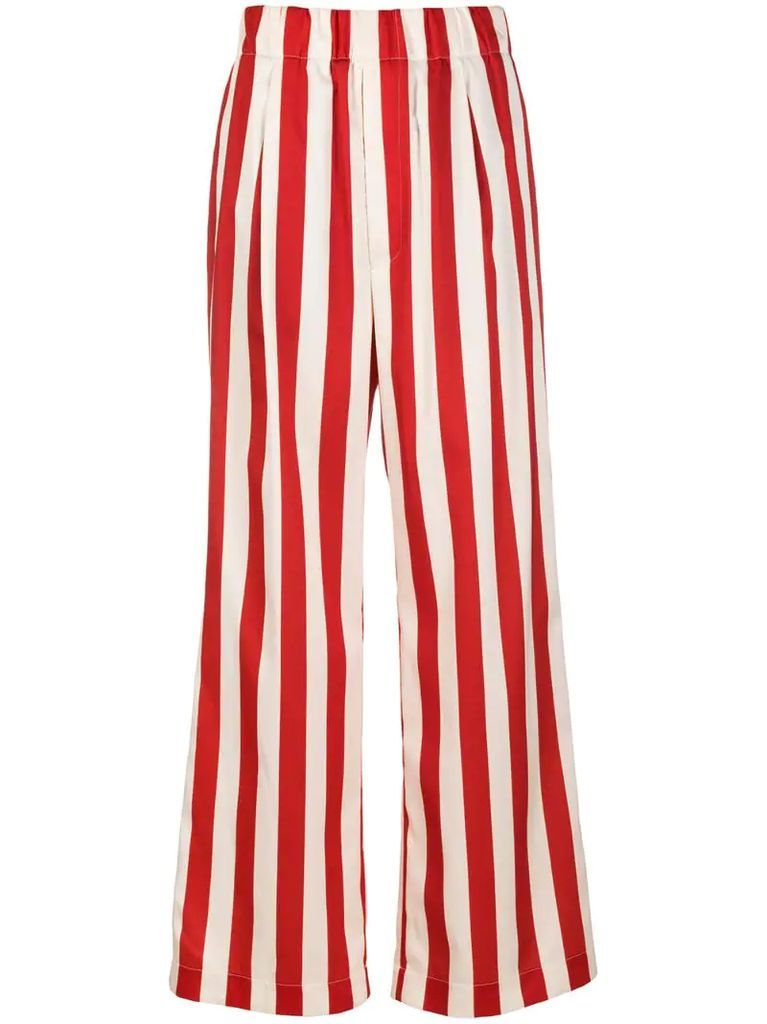 vertical-stripe flared trousers