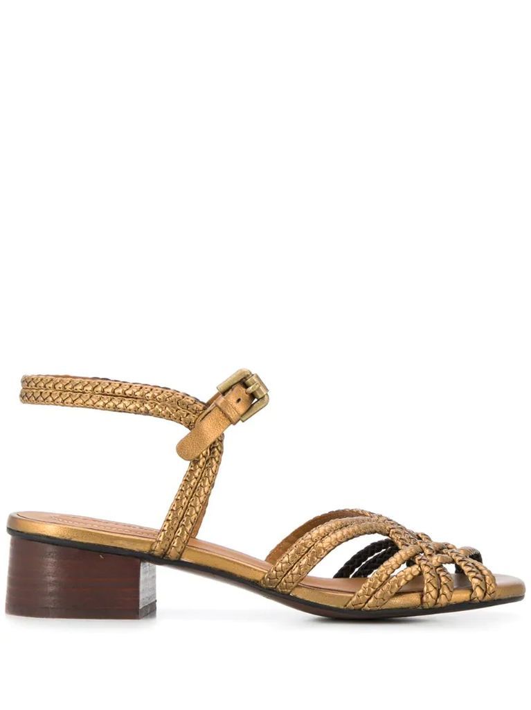 braided-strap block-heel sandals