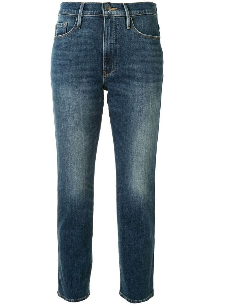 cropped raw cut jeans