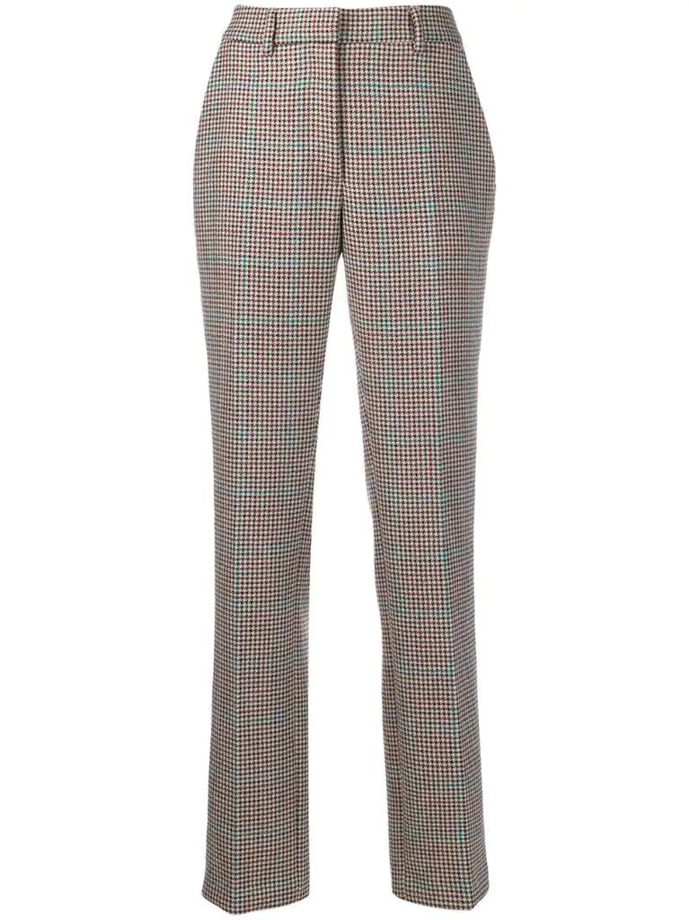 checkered tailored straight leg trousers