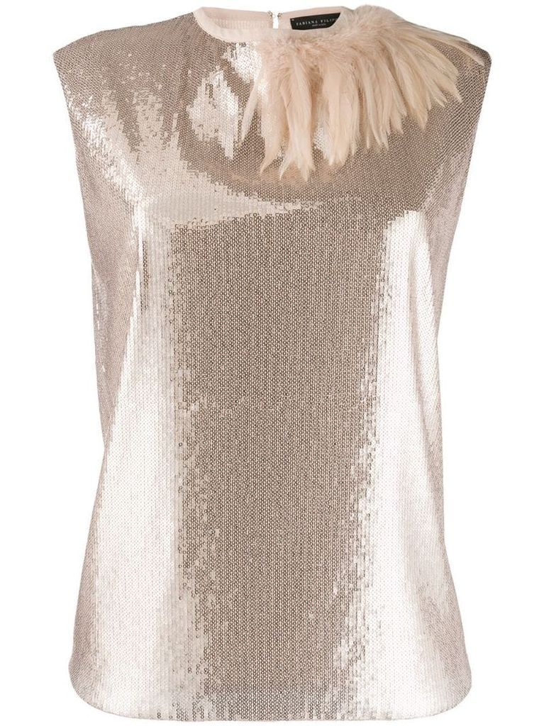 sequin feathered top