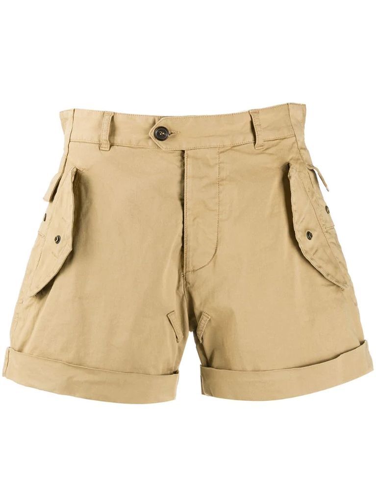 flap detail cargo shorts