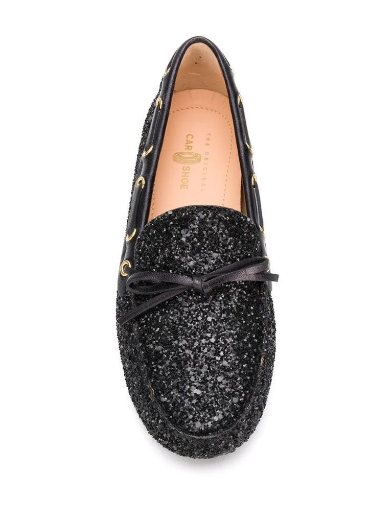glitter embellished loafers