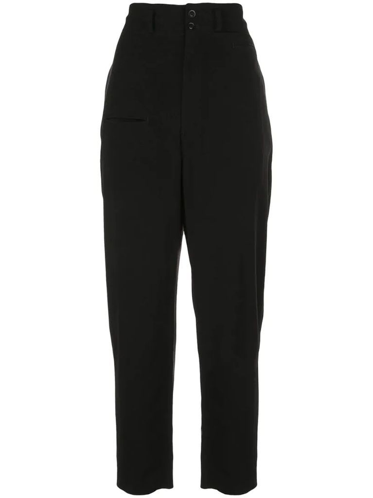 high-waisted crepe trousers