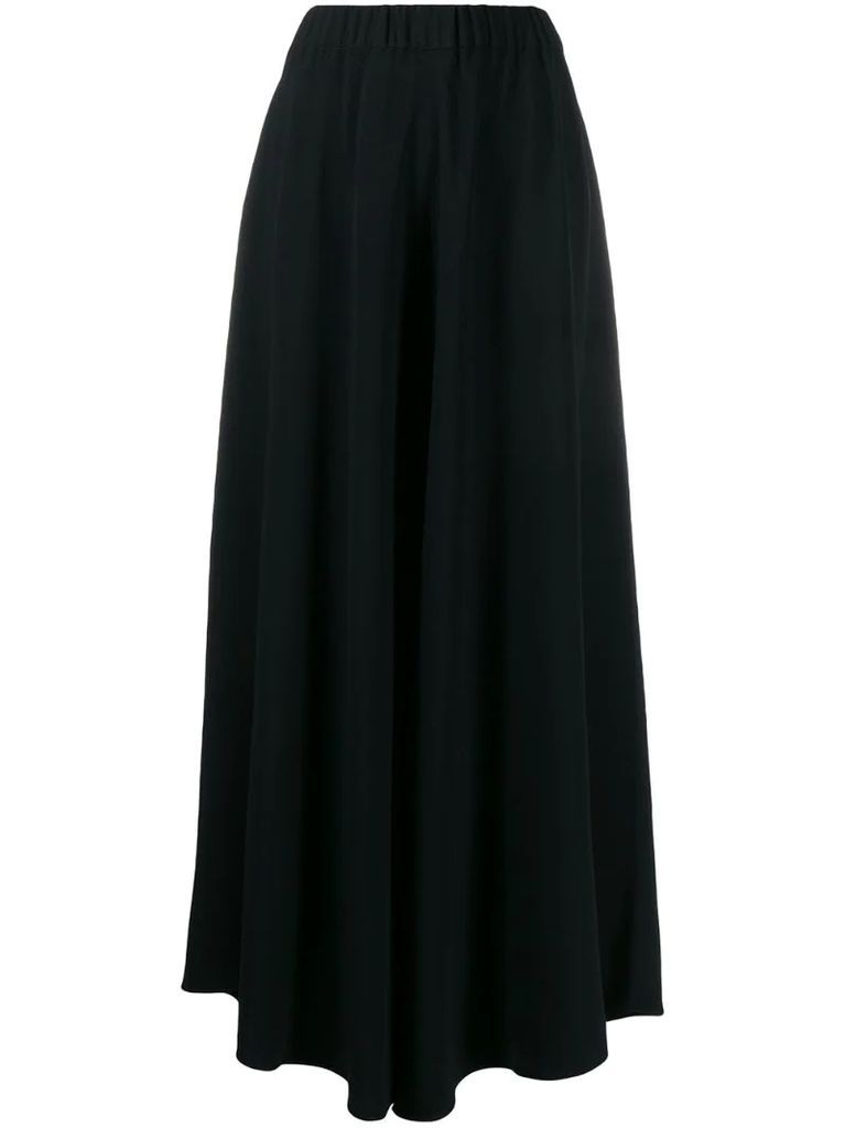 high-waisted palazzo trousers