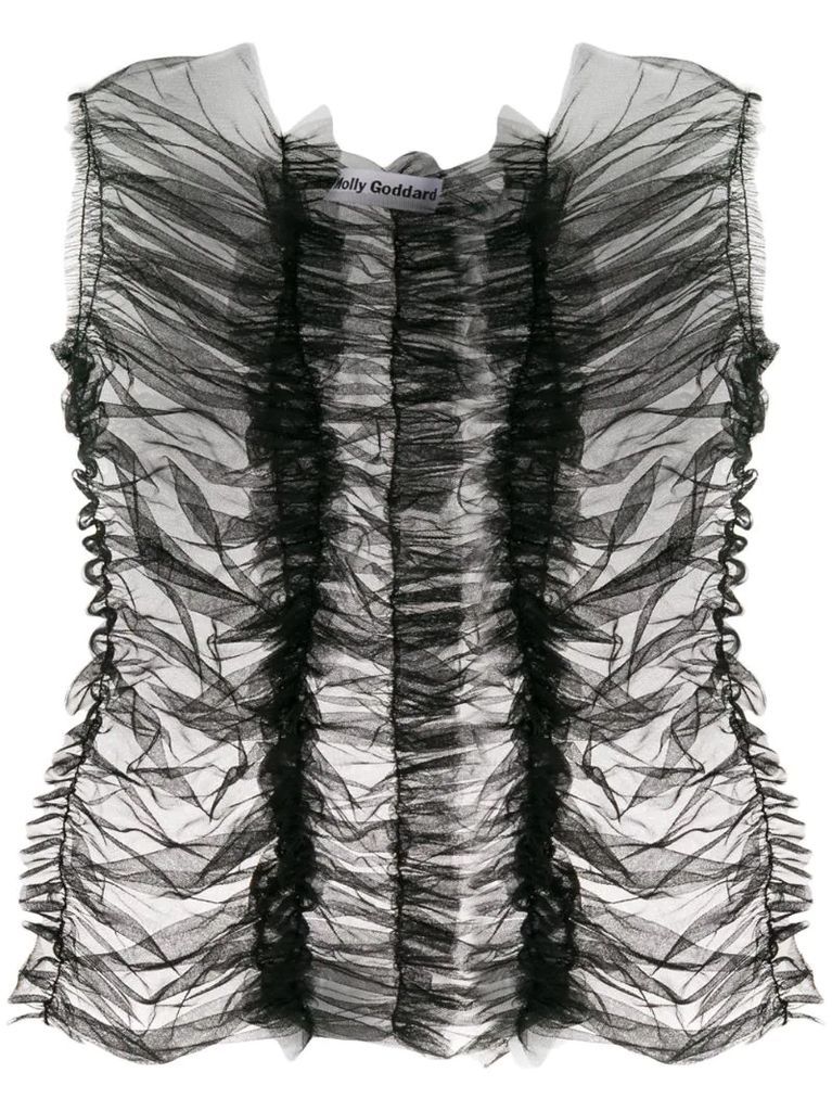 sheer ruched detail top