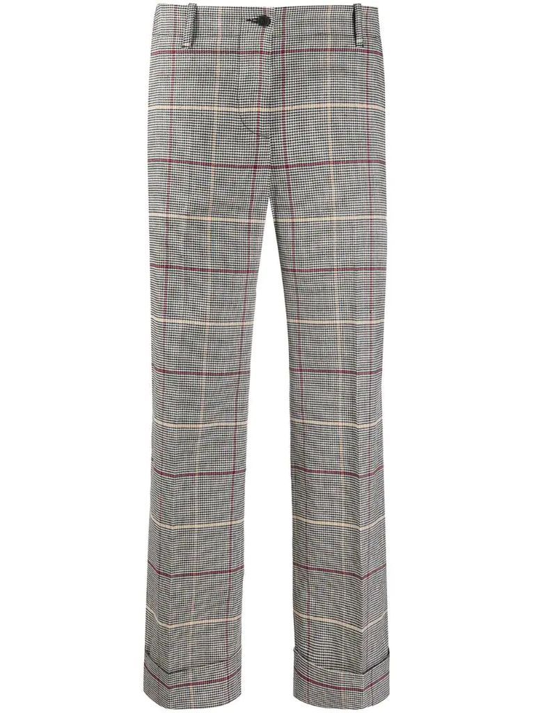 houndstooth check cropped trousers
