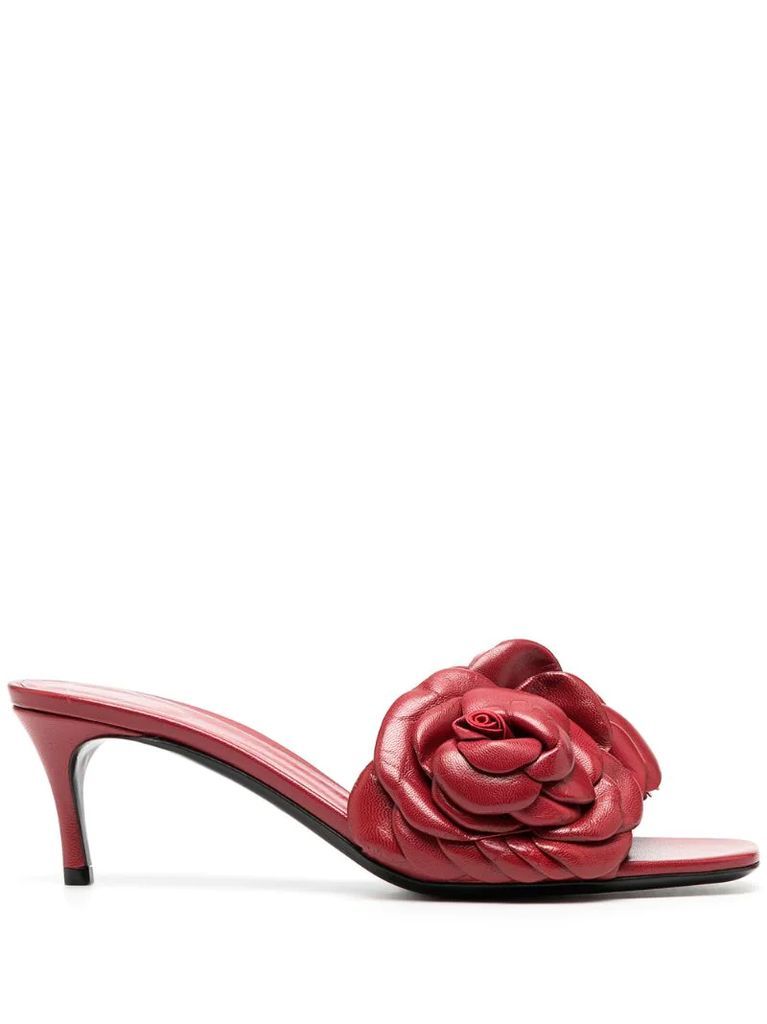 rose-detail slide sandals