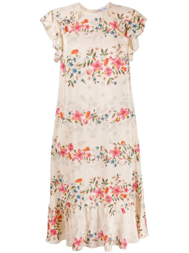 frilled short-sleeved floral dress