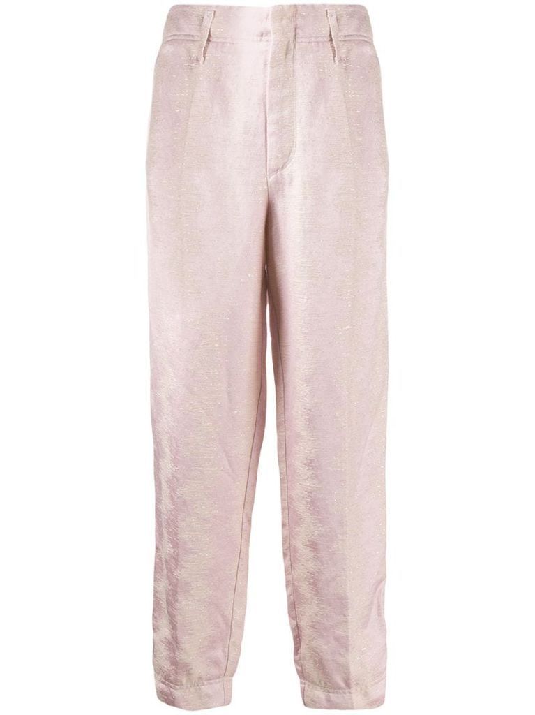 jacquard-print cropped trousers