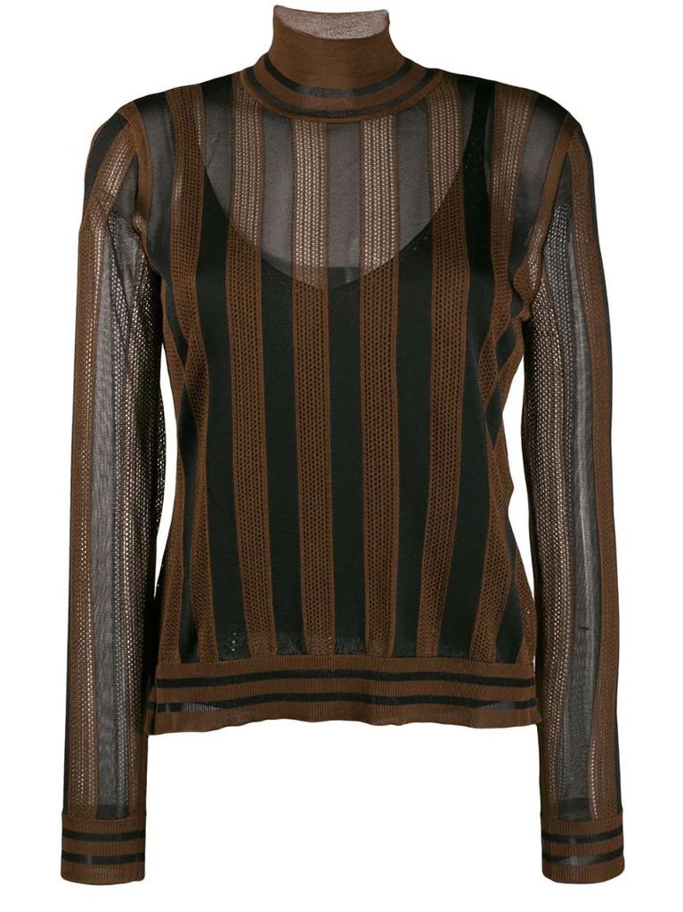 Pequin-striped high-neck jumper