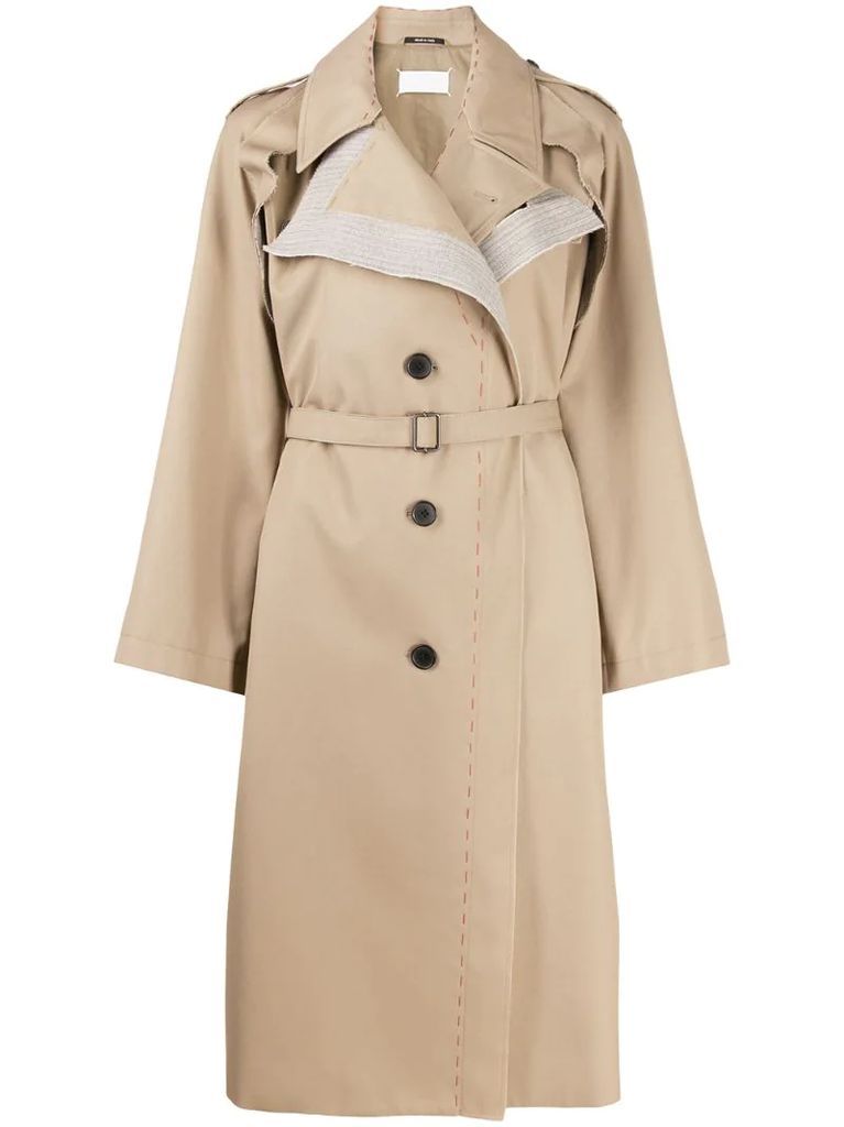 deconstructed single-breasted trench coat