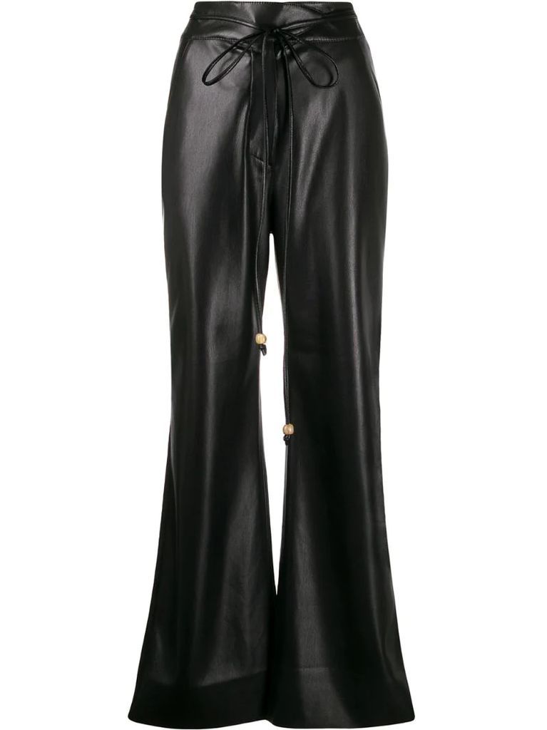 high-waisted faux-leather trousers