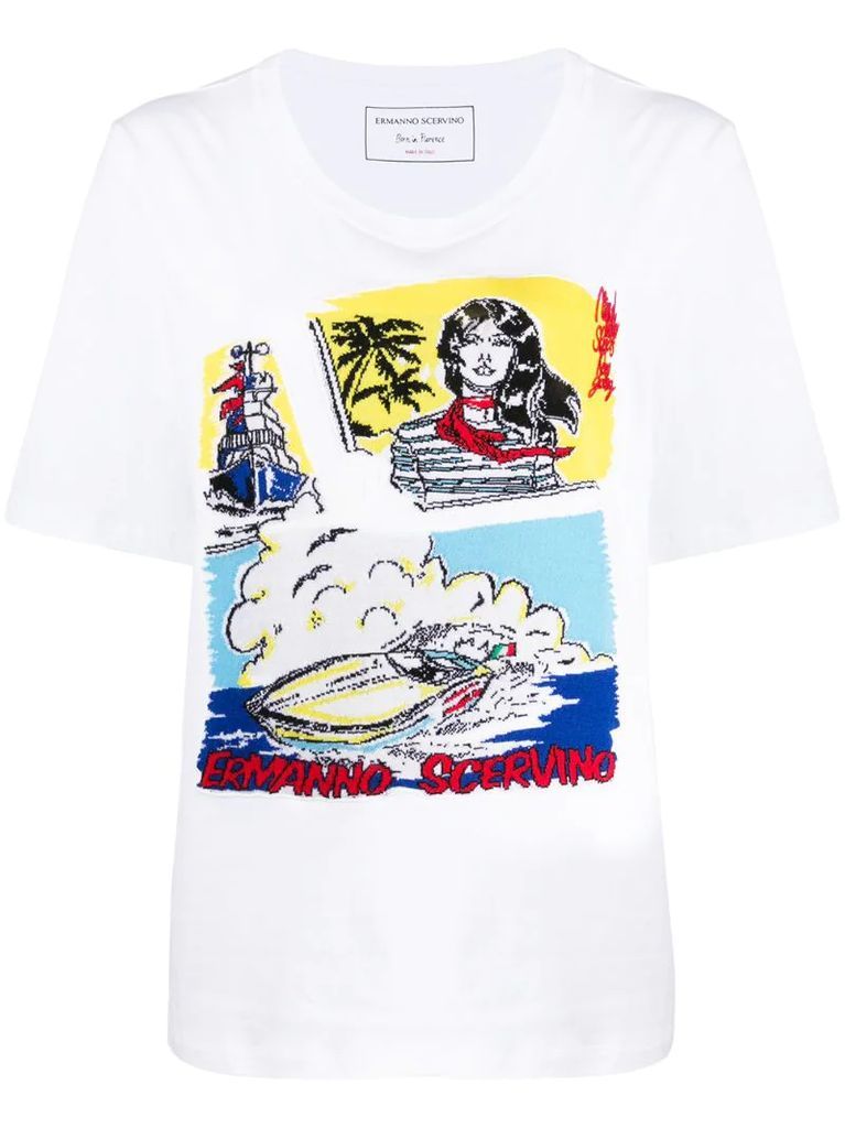 speedboat print T-shirt